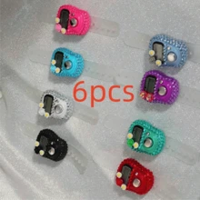 Set de 3 a 6 piezas Contador digital portátil con forma de flor, contador de anillo de estilo árabe de colores