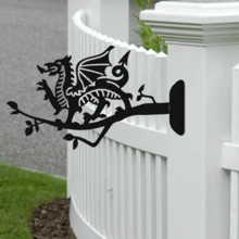 1 pieza Gancho-colgador con diseño de dragón galés, decoración de arte de metal para el jardín, decoración para valla/tronco de árbol, ¡solo para colgar objetos ligeros!