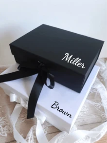 1pc Customized Name Gift Box, Personalized Text Wedding Gift Box, Personalized Magnetic Folding Storage Box, Bridesmaid Gift Box, Personalized Wedding Gift Box (Including Bridesmaid Gift Box), Can Design Your Own Birthday Empty Gift Box, Mother's Day, Birthday, Father's Day, Graduation Ceremony, Wedding, Family, Office, Unique Gift - Multicolor - View 3