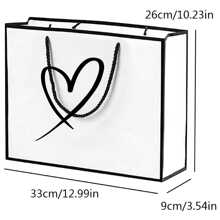 1 Pc Fashion Heart Printing Gift Bag, Unique Gift Shopping Bag, Lightweight & Foldable Paper Gift Bag, Perfect Ideal Gift For Birthday, Anniversary, Wedding, Mother's Day, Father's Day
