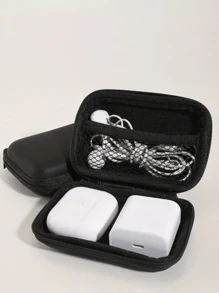 1pc Portable Electronics Organization Bag - Hard Shell Travel Case For Headphones, Charging Cables, USB Chargers - Plastic Mini Storage Box For Earbuds, Data Cables, Mobile Phone Accessories Holiday Gift Surprise For Men And Women Universal