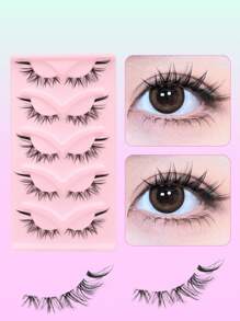 5 pares de pestañas rusas cruzadas suaves, efecto 3D, curvatura D, longitud de 8-14 mm, aspecto natural y esponjoso, pestañas postizas completas adecuadas para Halloween, fiestas y uso diario