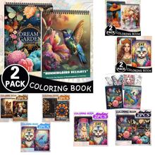 Two Adult Coloring Books With 54 Exquisite Patterns, Unique Design, Spiral Binding, Single-Sided Printing, 11.2 X 8.2 Inches, Different Themes, Suitable For Friend Gatherings, Family Dinners, Birthday Gifts, Christmas Gifts, New Year Gifts, Christmas Gifts, Anniversary Gifts,Back To School,School Supplies