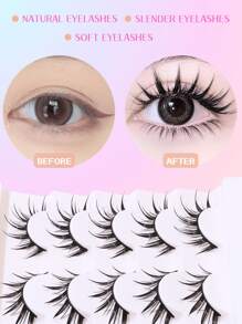 5 pares de pestañas postizas gruesas y largas con punta húmeda con estampado de dibujos animados, adecuadas para principiantes, extensión de ojos de 10-14 mm, estilo cruzado/de muñeca/de ojos de gato, efecto de maquillaje para uso diario y dramático, pestañas realistas fáciles de usar, material suave reutilizable