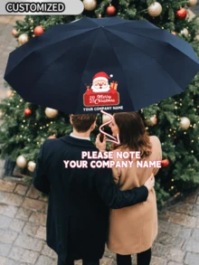 [Minimum Order: 1 Pc] [Customized Christmas Gift] Customized Christmas Ritual 24 Rib Dual-Use Automatic Three-Fold Umbrella