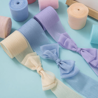 1 条 60D 亮片雪纺丝带，复古风格蛋糕蝴蝶结、花束、婚礼装饰、卡片包装、涤纶纤维奢华感礼品盒装饰丝带，多种颜色可选