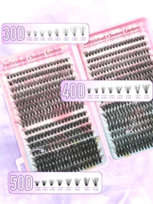 640PCS/280PCS Individual Lash Clusters High Capacity 30D+40D+50D D Curl 9-16mm DIY Lash Clusters Natural Look&Extra Thick&Wispy&Ultra Soft&Super Light Reusable Individual Segmented False Eyelashes Eyelash Extension Kit With Makeup Tools Bond And Seal&Lash Tweezers&Lash Brush For Self Use At Home Or On-The-Go For Daily Life&Wedding&Dating&Party&Music Festival&Halloween - 黑色 - 查看 4