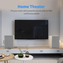 2 * BESTISAN Bookshelf Wireless Speaker/Computer Speakers, Loud Stereo Audio, Powered 2.0 Stereo 50W Home Audio Bookshelf Stereo Speakers For Turntables, Record Player, Desktop, TV, RCA Input, Wooden Enclosure, Pair - US A Type Plug(110-127V) - View 6
