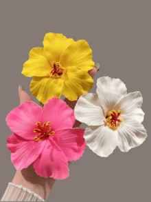 3件套 - 夏威夷花朵发夹，鸡蛋花泡沫发夹，夏威夷热带派对装饰，海滩泳池度假装扮，夏威夷派对用品，新娘婚礼，发饰，爪夹，发夹，发爪，学校用品，发饰 - 3pcs多色 - 查看 6