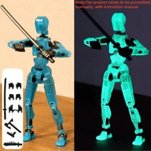 1 conjunto de bonecos humanoides móveis articulados, que precisam ser montados manualmente, incluindo: humanoide + 3 pares de mãos + baguete + arma + machado + espada + faca, podem ser posicionados em uma variedade de formas e estilos interessantes. Modelos de pintura humanoides impressos em 3D de robótica faça você mesmo