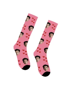 1 Pair Of Custom Face Socks, Custom Photo Socks, Custom Printed Socks, Custom Picture Socks, Print Any Face On Socks, Anniversary Gift, Mother's Day Gift, Father's Day Gift, Fall - Multicolor - View 3