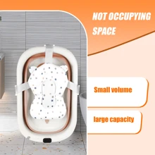 Bañera plegable para bebé, con termómetro digital, cojín de baño, compacta y portátil, gris/rosa