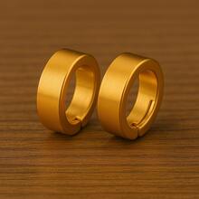 Kit 6 Pairs Unisex Clip-On Earrings Stainless Steel Antiallergic Silver Black Gold Without Cross With Cross - 金色 - 查看 2