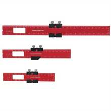 Woodworking Ruler,Pocket Rules,With Slide Stops Carpenty Square Aluminium T-Ruler,T Track Benchmark Ruler Inch And Metric,T-Type Scribing Ruler T Track Ruler Marking Measuring Ruler With Slide Stops