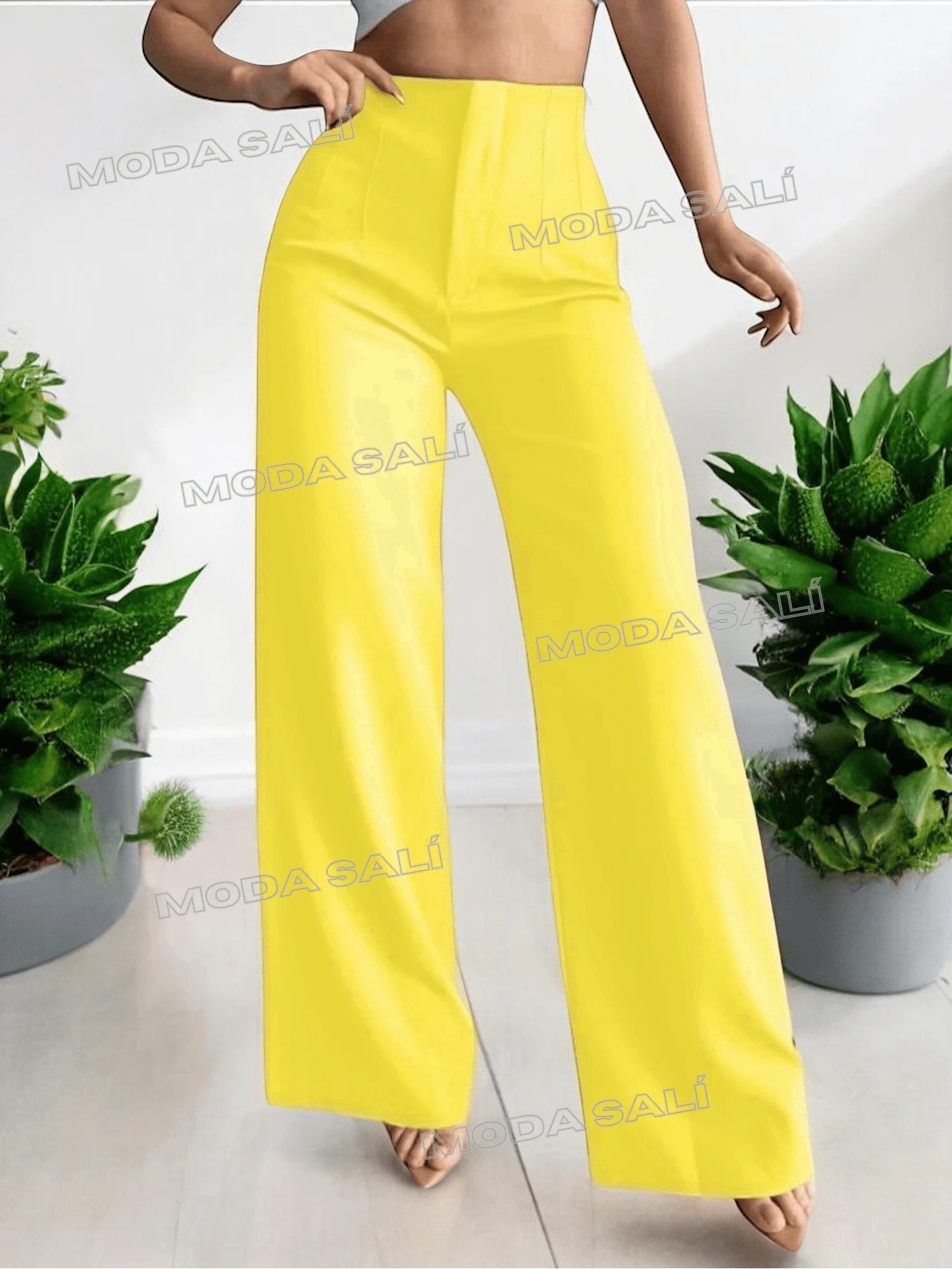 Women Pants - Yellow - View 1