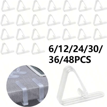 6/12/24/30/36/48pcs Plastic Tablecloth Clips, Transparent High Elastic Tablecloth Clips, Storage Clips, Tablecloth Clips, Tablecloth Anti-Slip Anti-Wind Fixing Tools, Home Outdoor Restaurant Supplies Camping Accessories (Suitable For Tabletop Thickness Within 3.5cm)
