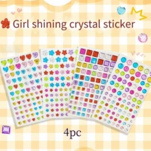 闪亮钻石水晶宝石贴纸套装/心形/彩色可爱创意闪亮贴纸 3D立体设计风格 高品质亚克力宝石贴纸，色彩鲜艳，防水耐用，易撕易贴，适用于水瓶、杯子、脸部、指甲、手机、笔记本电脑、家具、冰箱、派对礼物、生日奖励、面部装饰DIY钻石贴纸（多种颜色） - 彩色 - 查看 6