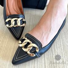 Women's Black Patent Leather Pumps | Light Gold Chain - Modern, Elegant, Versatile, Comfortable - 黑色 - 查看 8