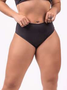 Hot Pant High Waist Bikini Bottom - Black - View 3