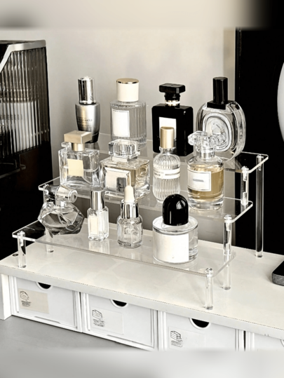 1-Pc Luxurious Transparent Acrylic Multi-Layer Perfume Display Stand | Room Beauty Storage Display Stand Home Decor Back To School Room Decor School Supplies
