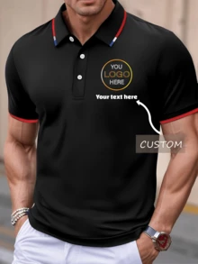 Customized Personalized Men's Casual Polo Shirts Top, Upload You Pictures Or Logo Can Automatically Remove Background, Personalized Text, (Selfie/Family Photo/Couple Photo/Landscape) Birthday Gifts, Business, Workwear Capsule Wardrobe, Men Basic/Street Style, Ideal Gifts For Him, Boyfriend, Family, Friends, For Birthdays, For Vacation/Holiday, For School/Competition, For Sports/Climbing