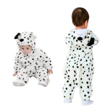nerd hunters Plush Dalmatian Dog Romper For Babies | Cozy Pajamas & Cosplay Sleepsuit - Black and White - View 4