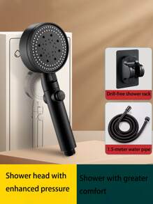 1 pieza Ducha de mano presurizada, con soporte y manguera de ducha, cabezal de ducha ajustable de 5 modos, boquilla de ducha para baño, rociador de ducha, accesorios de baño, disfruta de una experiencia de baño de lujo