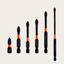 12 件磁性防滑钻头套装：S2 钢，及冲击钻头，适用于电动和手动驱动器，防滑握把磁性钻头套装 - 黑色 - 查看 14