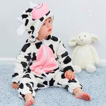 nerd hunters Pluszowa Piżama Kigurumi Krówka – Śpiochy Cosplay Dla Niemowląt - Black and White - View 6