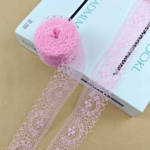 1 rollo/10 metros de cinta de encaje decorativo de tela, manualidades decorativas, accesorios de encaje DIY, costura de encaje, bordado a mano, decoración del hogar (Ancho: 4 cm/1.57 pulgadas) - Rosa - Ver 2