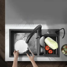 Fregadero De Cocina 304 Acero Inoxidable 80*40cm - Negro - Ver 5