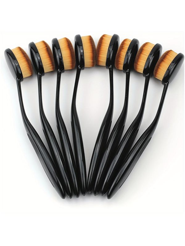 Set di pennelli multifunzione per applicazione di inchiostri - Vari pezzi con punte piatte precise, adatti per artisti, fai-da-te e cartolineria. Pennello per cipria - forma ovale grande, per applicazione di liquidi e creme, manico nero, setole marroni, in nylon non sfilacciabile, adatto a tutti i tipi di pelle, portatile e flessibile, pennello per fondotinta, set di strumenti per la pittura, forniture per colorare, forniture artistiche, pennelli da pittura, forniture scolastiche, articoli per il ritorno a scuola