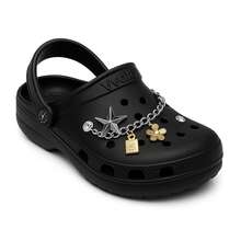 **Yvate Babucha Flip Flop 100% EVA Perforated, With Random Star Pendants, Chain And Others – Light And Comfortable**Black - Black - View 1