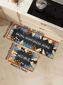 1pc Premium Diatomite Kitchen Mat With Christmas Element Letter Pattern, Modern Minimalist Fusion Of Natural Elements, 3mm Thickness, Absorbent Kitchen Rug And Mat, Simple Diatomite Soft Rubber Mat, Suitable For Kitchen, Bathroom, Entryway, Laundry Room And More