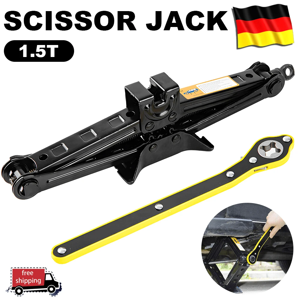 Auto Wagenheber Scherenwagenheber Lift mit Handkurbel Für PKW/SUV/MPV 1.5T - Schwarz - Übersicht 1