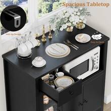 Huisuilinss Sideboard Buffet Cabinet,Farmhouse Kitchen Pantry Storage Cabinet,Coffee Bar Cupboard With 3 Doors,1 Drawer And Adjustable Shelves For Kitchen Dining Room Living Room Hallway - Black - View 6