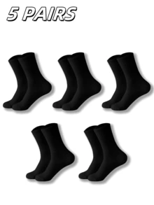 5 双男士纯色黑白中筒袜，适合健身、运动和日常穿着，春夏、秋季 - 彩色 - 查看 6