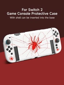1pc Dark Red Spider Pattern Protective Case Compatible With Switch2 (2025) / Switch NS / Switch OLED / Switch Lite Game Console, 2025 New Generation Console Accessories, Switch Controller Protective Cover, TPU Soft Shell, Universal Gamepad Protector, Switch Game Accessories, Anti-Fall, Anti-Slip, Scratch-Resistant, Stylish - Multicolor - View 2