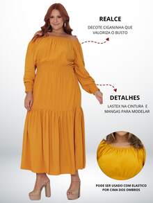Plus Size Dresses - Mustard Yellow - View 2