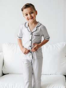 Tween Boys' Grey Short Sleeve Pajama Sets - Grey - View 3