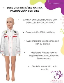 Camisa Pachuqueña con Gallos Diafraz Festival Escuela - Blanco - Ver 2