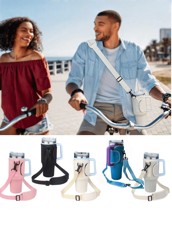 New 40oz Tumbler Sleeve, 30oz Tumbler Sleeve, Adjustable Shoulder Strap Water Bottle Holder, Neoprene Handled Cup Sleeve, Cup Protection Cover, Portable Cup Sleeve For Outdoor Activities