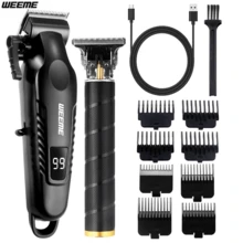 WEEME 4件/3件/2件/1件男士美容套装 - 包含电动理发器、胡须修剪器、鼻毛修剪器、电动剃须刀。多功能组合，带USB充电，适合居家或旅行时修剪头发、胡须、鼻毛 - 彩色 - 查看 11