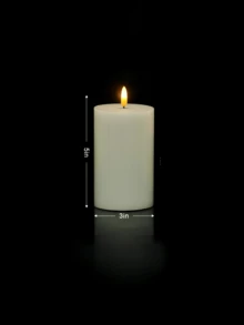 1/3 件白色无焰蜡烛，闪烁白色 LED 蜡烛，带遥控器和定时器，3D 灯芯电池柱状蜡烛，适用于婚礼、节日装饰，直径 3 英寸、4 英寸、5 英寸、6 英寸高 - 白色 - 查看 9