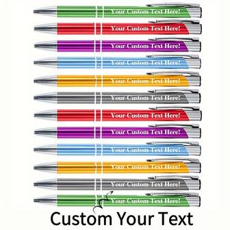 1/2/6/12pcs Colorful Metal Customized Ballpoint Pens, Customize Your Exclusive Logo Name ,Daily Writing/ Calligraphy Signing Pens, Perfect For Valentine'S Day, Christmas, Father'S Day, Teacher'S Day, Thanksgiving, Personalized Gifts