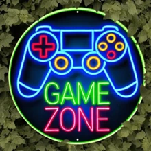 7.8x7.8英寸复古游戏手柄金属标牌 - 色彩鲜艳的铁艺墙饰，专为游戏玩家设计，是酒吧、咖啡馆、海滨别墅和游戏室的理想之选。这不是真正的霓虹灯，不会发光。本产品为UV高清印刷铁艺装饰品。 - 彩色 - 查看 6