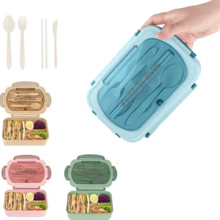 1Pc Portable 3-Compartment Lunch Box With Cutlery Set-Includes Fork, Knife, Spoon, And Chopsticks ,, Leak-Proof, Ideal For Office, School, Family Picnic And Travel Compact Design For Everyday Use,Stylish Food Storage Box