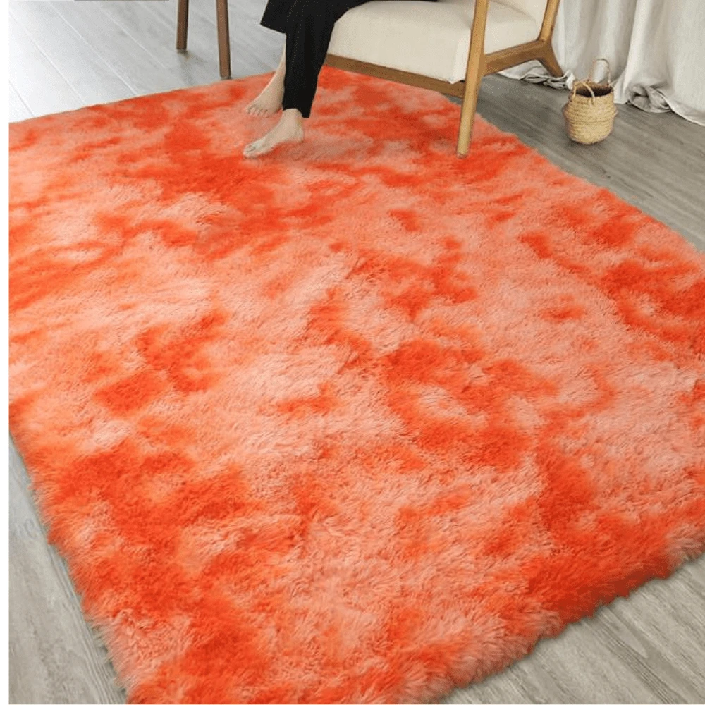 Shaggy Rug 2.00 X 1.50 Living Room Bedroom Office - Orange Blend - View 1