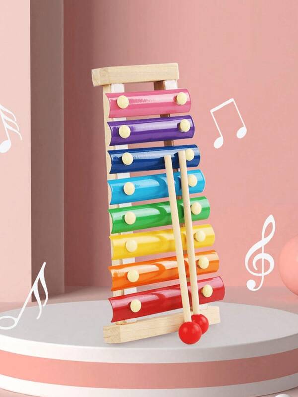 Wooden Colorful Xylophone For Kids - Montessori Educational Music Toy, 8-Note Percussion Instrument With Mallets, Ideal For Children Ages 0-3 Years, Perfect Gift For Halloween, Christmas, Birthdays