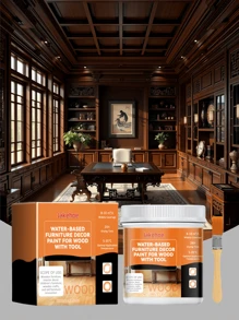 Pittura decorativa a base d'acqua per mobili in legno, ante di armadi, porte e finestre. Pittura a base d'acqua bianca, nera e multiuso per il legno, con un pennello multiuso. Gesso multiuso.